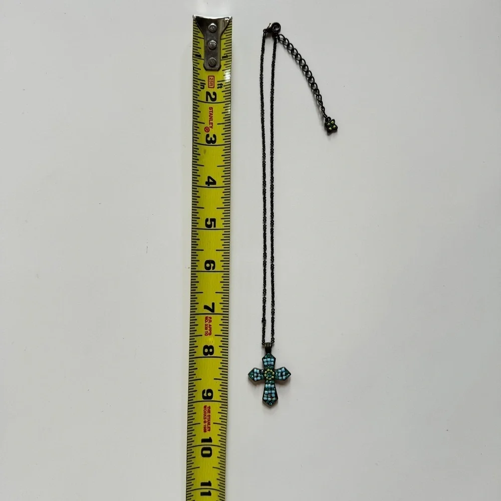 Beaded Cross Necklace in Turquoise